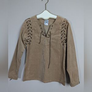 Anne Larochelle Medieval Corduroy top with laces size small